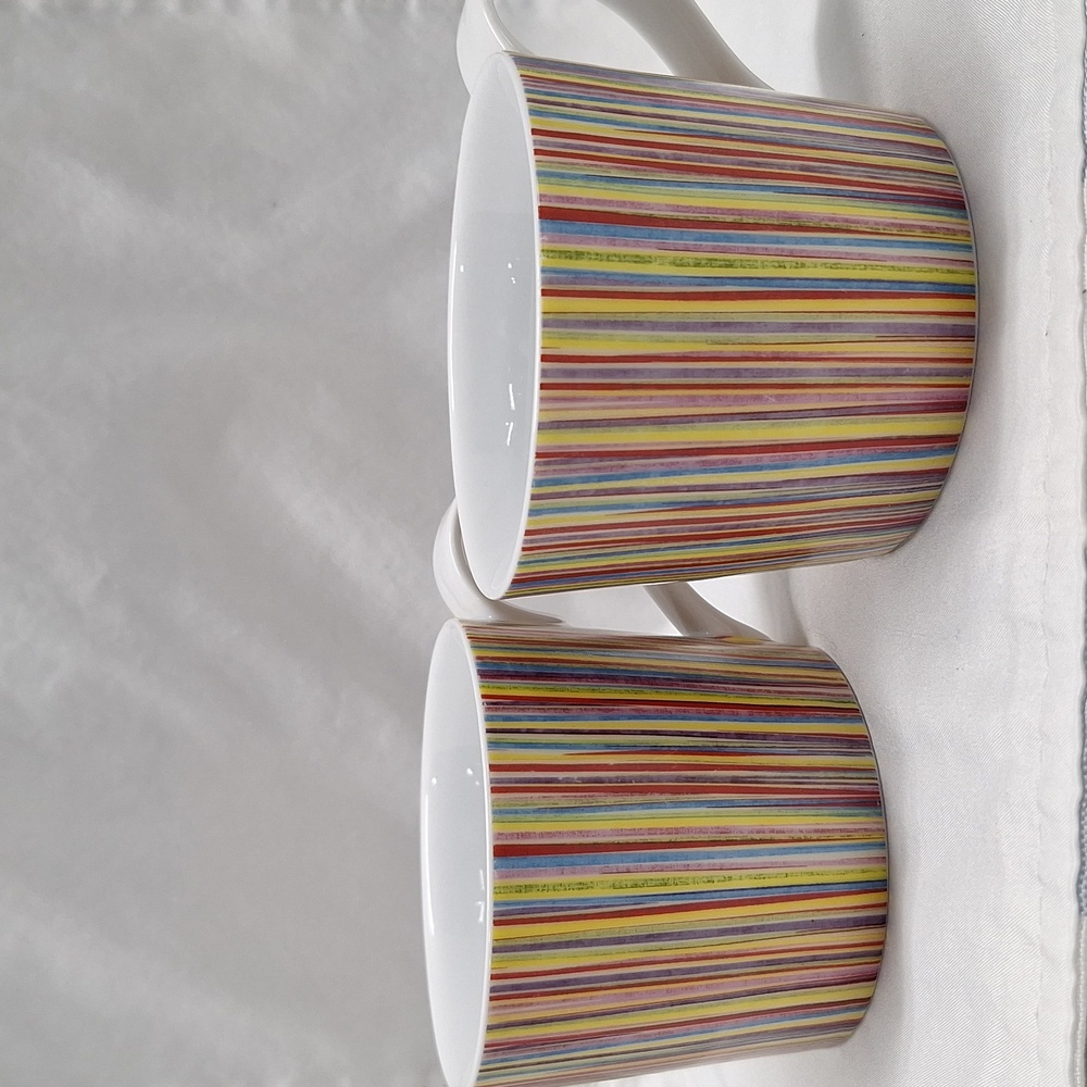 #ABP Starbucks 13fl oz  2008 multi colour rainbow vertical stripes set of 2